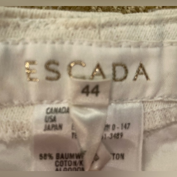 ESCADA gold metallic dots sparkle off white jeans sz 14 - Picture 7 of 16
